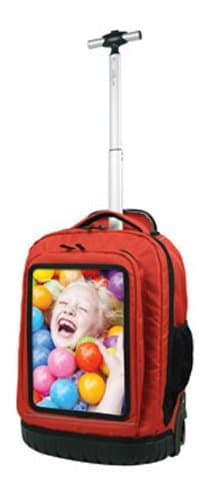 18-Inch Rolling Backpack with DIY Photo Feature, Red