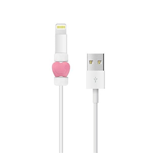 Peres® Heart Shaped Colorful Data Cable Saver Protector for Apple USB Lightning Cable Iphone Earphones Protector and 30-pin Charging Cables for Ipod / Iphone / Ipad / Apple Watch (2*Pink)