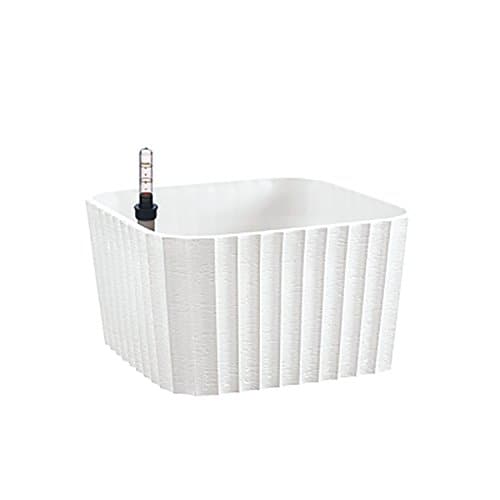 Square Self-Watering Planter with Water Level Indicator, White