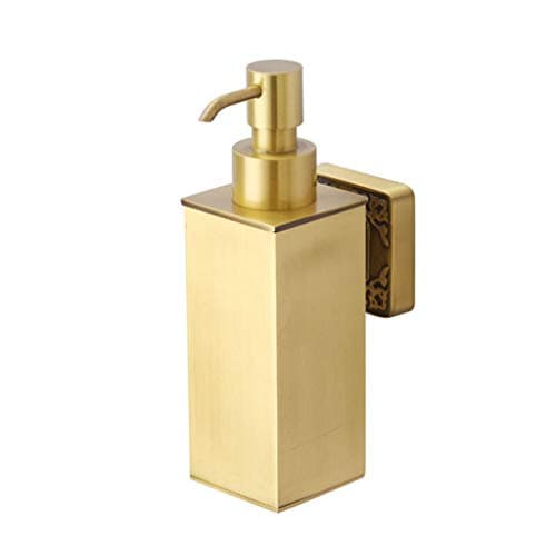 GOPG Wall Mounted Brass Soap Dispenser, Manual Refillable Rustproof Liquid Soap Dispenser for Shower Gel Shampoo Lotion Dispenser-Gold