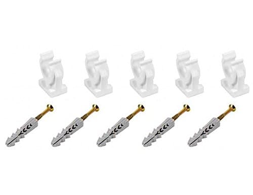 5 x Open Pipe Clips Snap in Bracket Single 28mm Plastic Clip with Fixings