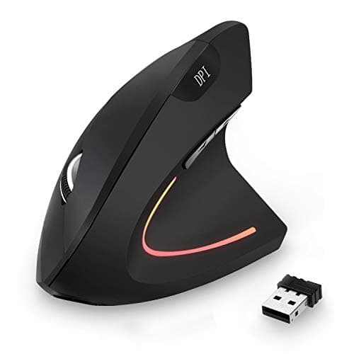 VONTER Wireless Mouse - Ergonomic Mouse - Gaming Mouse - 2.4G USB Receiver 800 / 1200 / 1600DPI - 6 Buttons - Black