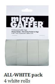 BarnDoor Lighting MicroGaffer (4) White Micro Gaffer Tape Rolls 1" x 8yds