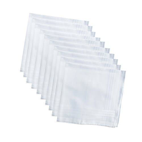 DIMROM12 PCS Cotton Handkerchiefs for Men - White Strips Border Patterned Mens Handkerchiefs Suitable For All Occasions - Mens Cotton Hankies, Ideal Handkerchief for Men - Thick Hankerchiefs