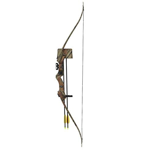 Recurve Bow Set Hellbow 20 lbs and 85 FPS for right-handed, camo color, an ideal set for the young archer