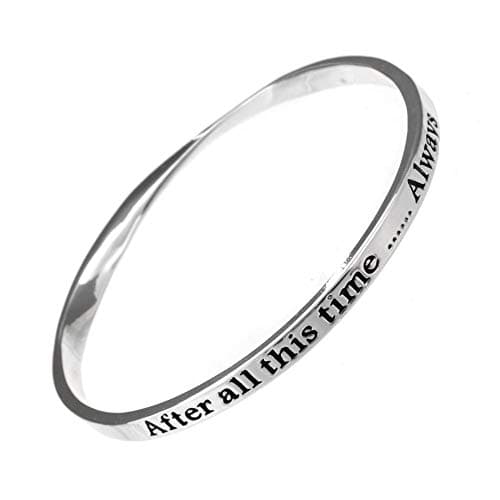 Rue B Gift Boxed Magical Silver Plated Quote Bangle After All This Time Always Quote Bangle with Twisting Design