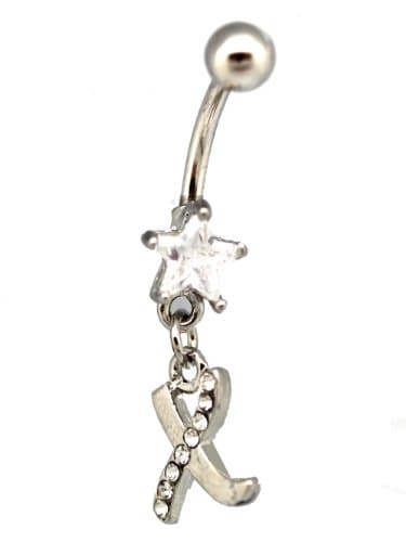 Initial X Charm Belly Ring Star Diamond Studded Letter X Bananabell (14 G) 1pc