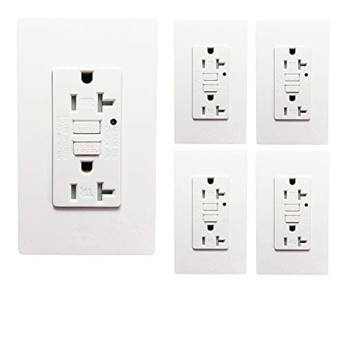 [5 Pack] SECKATECH 20 Amp 125 Volt Tamper-Resistant GFCI Wall Outlet Receptacle with 10 Free Wall Plates. The Product Details in the Description-ETL Listed,White