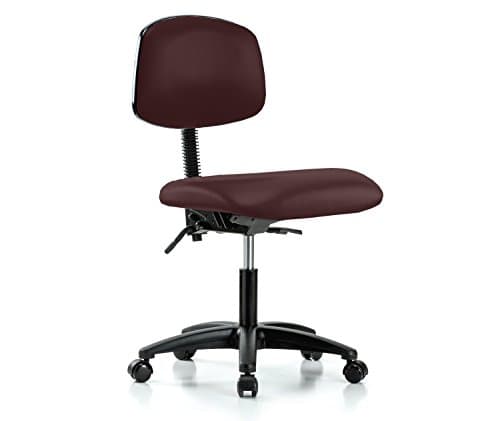 Perch Rolling Lab Chair Swivel Seat Adjustable Back Support for Lab Medical Office Kitchen or Garage 17" - 22" (Soft Floor Casters/Burgundy Fabric)