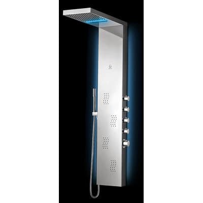 Nezza NLP-005-001-CH Wave LED Shower Panel with Hand shower, Waterfall and Four Body Jets Finish, Brushed Nickel