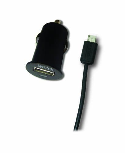 Symtek TP-AND-221 USB Car Charger with Sync Cable for Android Devices, Black