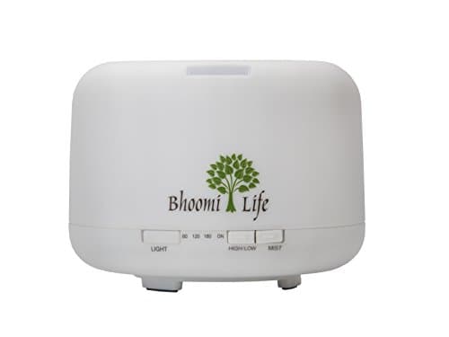 BhoomiLife 500 ml Aromatherapy Essential Oil Diffuser and Cool Mist Humidifier for Home Bedroom Office Living Room Large Room Study Yoga Spa 4 Timer Settings, Adjustable mist mode,7 LED Auto Shut-off
