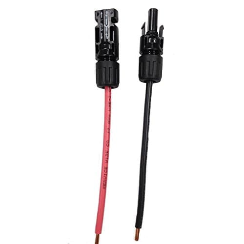 20' Feet MC4 to Bare wire Adapter Cable Set one black one red #8 solar cables with MC-4 connectors and tough XLPE insulation