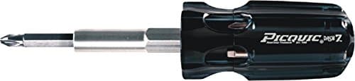 Picquic 47107 DASH 7 multi-bit screwdriver with seven bits, budget-friendly driver, Black Opaque