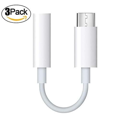 WONSAMAM 3-Pack Mini Type-C To USB C, 3.5mm AUX Headphone Audio Splitter Earphone Headset Earbuds Converter Adapter with Type C Charging Port (not Compatible with Pixel 2/HTC Phones)
