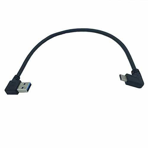 LARRITS Portable USB Type-C To USB 3.0 Cable 90 Degree Right Angle 25cm For Samsung Galaxy Note 8, Galaxy S8/S8 Plus, LG G6 G5 V20, NEW Macbook, Nintendo switch