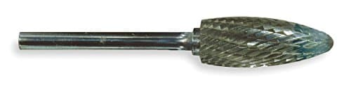 Carbide Bur, Flame, 1/2 Cut Dia, dbl Cut