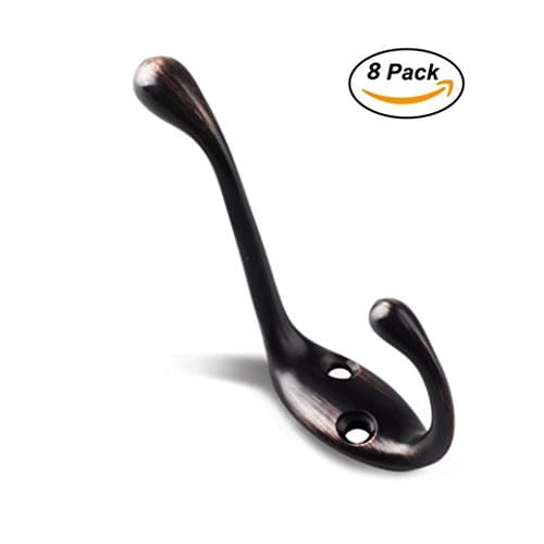 Wall Coat Hook / Hat Hook - Oil-Rubbed Bronze - Wall Mounted (Screws included), Pack of 8