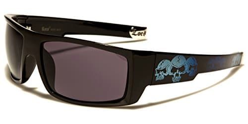 New Locs Rectangle Style - Black or White Frame with Skull Design and Dark Lenses - SDK SUNGLASSES - 100% UV400 UVA UVB Protection - Men Women Unisex - Solid Rap Gangsta Rock Star Fashion Shades