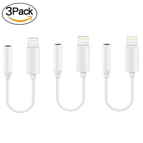 [3Pack]iPhone Adapter Headphone Jack, Lightning to 3.5 mm Headphone Jack Adapter for iPhone 7/7 Plus Accessories