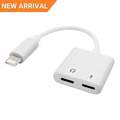 Charge And Headphone Adapter For iPhone 7/7 Plus/8/8 Plus/X,Dual Lightning Headphone Audio and Charge Adapter For iPhone 7 / 7 Plus,Support Audio/Charging/Volume Control/Call For IOS 11 And IOS 10.3
