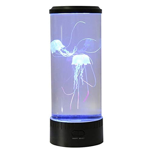 DECORATZ LED Simulation Jellyfish Lamp, Dimmable Water Box Night Table Light, Gifts for Children Office Bedroom Bedside Desk Decoration Creative Enjoy Light fixture-D13.5H35CM
