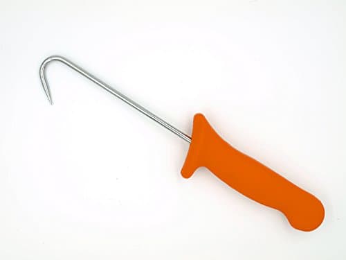 Barr Brothers 5.5" Straight Node Meat Hook - 10.5" Total Length - USA MADE - Bright Orange Handle - Stainless Steel