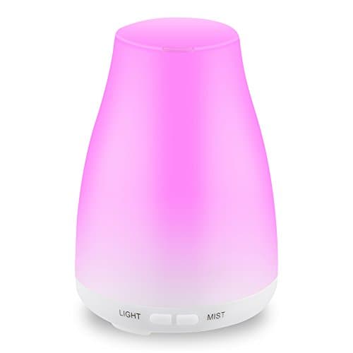 100ml Essential Oil Diffuser Aromatherapy Cool Mist Oil Diffuser with Adjustable Mist Mode,Waterless Auto shut-off Diffuser and 7 LED Color Lights(White)