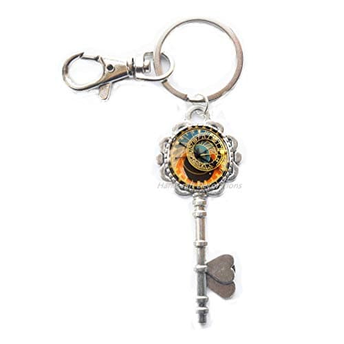 Astronomical Clock Key Key Ring, Clock Key Keychain, Prague Key Keychain, Prague, Geekery Clock, Clock Charm, Steampunk Clock Jewelry, Steampunk Key Keychain.F050 (E1)