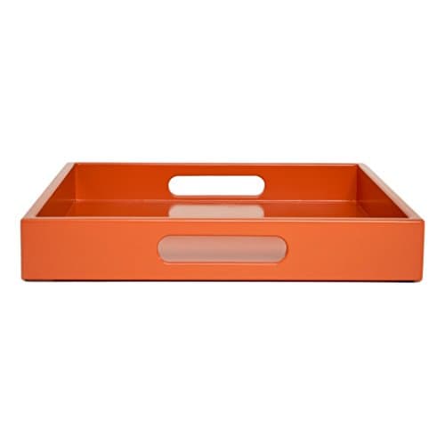 Large Coffee Table Ottoman Tray with Handles Orange