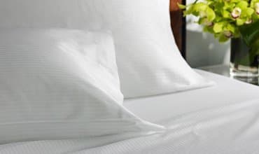 Westin White Stripe Fitted Sheet - Soft 300 Thread Count Cotton Fitted Sheet with Extra-Deep Pockets - White with Signature Shadow Stripe - California King (72" x 84" x 16")