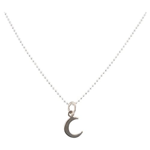 Tiny Sterling Silver Moon Necklace on a 16" Bead Chain, Great for Layering, #6255-ss
