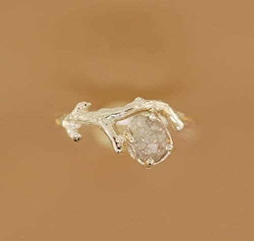 Bud Branch Ring with Raw Diamond