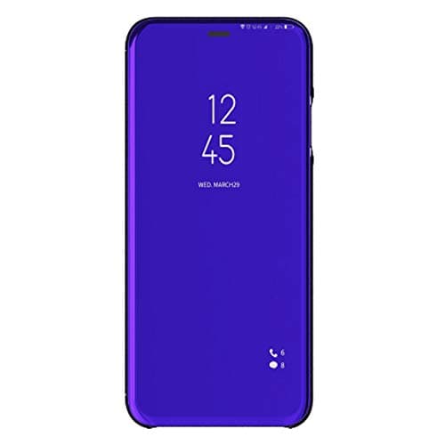 coque Clear View Standing Case with Mirror Plating Flip Case for Vivo V15 Pro(Blue)