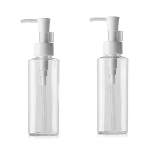 2Pcs 100ml/3.4oz Empty Refillable Clear Plastic Lotion Pumps Dispenser Travel Cosmetic Container Jar Pot Holder For Emulsion Cream Lotion Essence Serums Shampoo Cleansing Oil