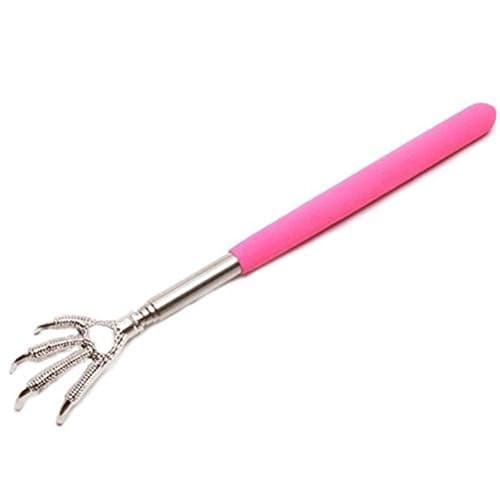 Durable Bear Claw Stainless Back Scratcher Telescopic Extendable Massage (Hot Pink)