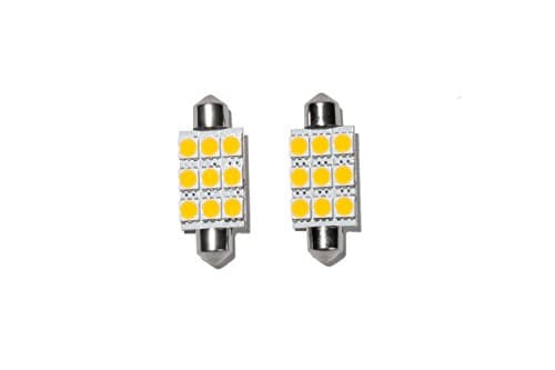 12 Volt Led 9 Diode Festoon 41-43MM Bulb (2 PACK) (Cool White)