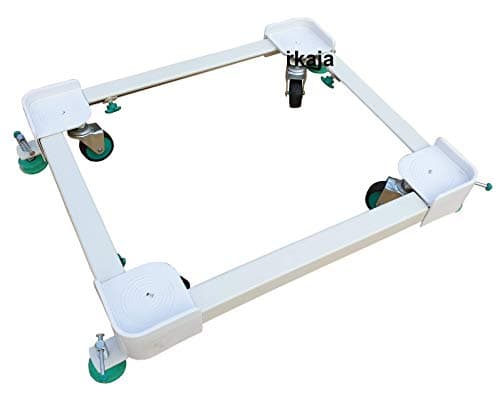 Irkaja Heavy Duty Fully-Automatic Top & Front Loading Washing Machine/Refrigerator/Fridge/Dishwasher Stand/Trolley with Four Wheels Attached (Size: Adjustable from 16" X 19" to 25" X 30")(White)