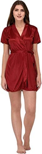 Nineteen Women's Nighty Satin Maroon Robe