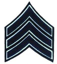Sgt.Chevrons - Navy/ White On Navy Felt - Chicago Sergeant - Size 3-1/2" Width (Sold in Pair) - logo t shirt jacket costume uniform patch, badge - Sold by Uniform World
