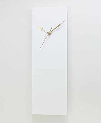 Plastic Online Ltd Minimalist Wall Clock Rectangle Modern Home Clock Quartz (White with Gold Hands)