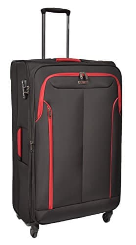 Large Expandable 4 Wheel Suitcase Lightweight Soft Case TSA Lock Luggage Trolley HLG617 (Black)