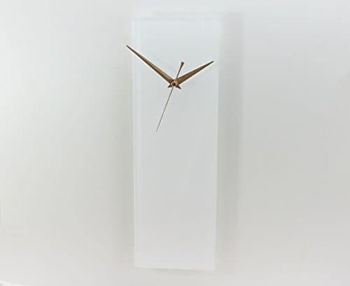Plastic Online Ltd Minimalist Wall Clock Rectangle Modern Home Clock Quartz (Hi Gloss White with Gold Hands)