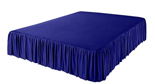 LuxuriousSheets 3 Side Coverage Ruffle/Gathered Bed Skirt with 16 Inch Drop Length (King, Solid Royal Blue) 1500 Series Brushed Microfiber - Covers Bed Legs and Frame