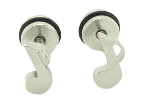 Chelsea Jewelry Basic Collections Fancy Eighth Note Music Note Screw-back Stud Earrings (Stainless Steel)