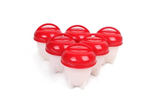 Egg Cooker Non-Stick Silicone Egg Cookers Without The Shell 6-Pack As Seen on TV with FREE Egg Yolk Seperator