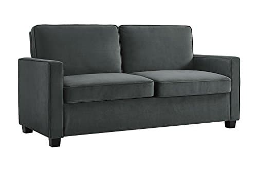 DHPCooper Loveseat Sofa Sleeper with Full Memory Foam Mattress, Grey Velvet