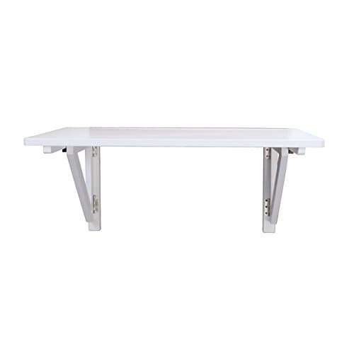YJBE Solid Wood Wall-Mounted Drop-Leaf Table, Folding Dining/Computer/ Coffee/Study Desk Assembled (White - 100 * 50 * 36CM)