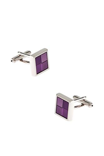 Simple Square Windowpane Purple Metal Cufflinks