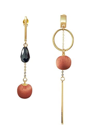Mina Polished Gold Mis-Matched Textures Geo Shape Long Dangle Removable Earring Ear Jacket